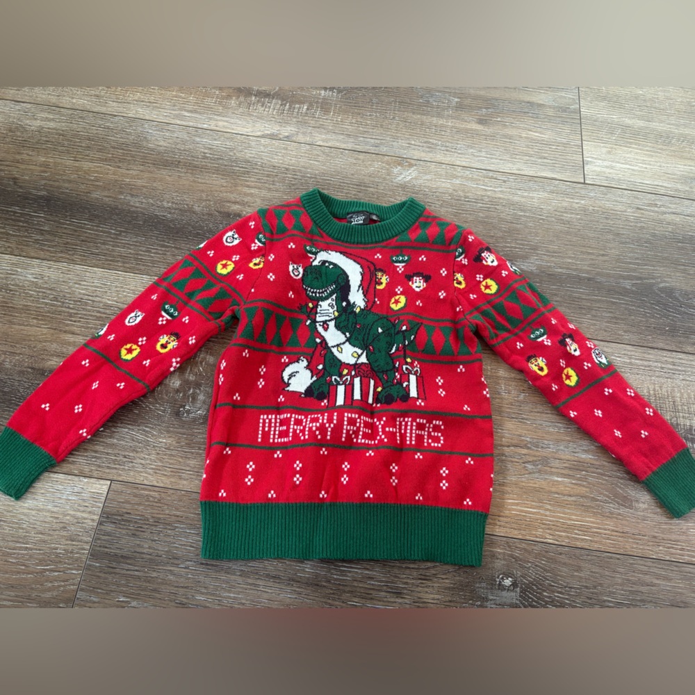 Disney Festive Red Christmas Sweater Rex toys story size 5